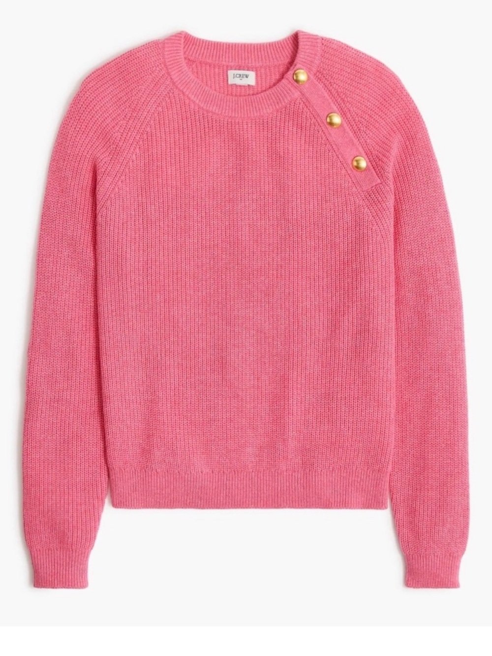 J.‎ Crew Factory Button Raglan Crewneck Sweater - Pink, medium